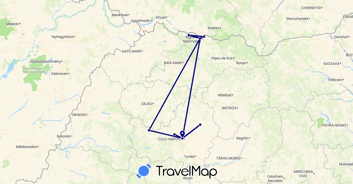 TravelMap itinerary: driving in Romania (Europe)